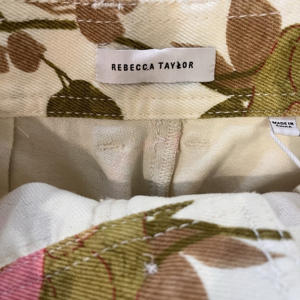 NWT REBECCA TAYLOR Floral Stretch Cotton Twill High Waisted Shorts Size 00 Boho - Picture 8 of 10